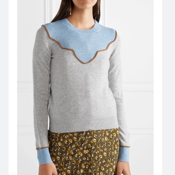 Veronica Beard Atty Crewneck Colorblock Cashmere Pullover Sweater - Picture 4 of 14